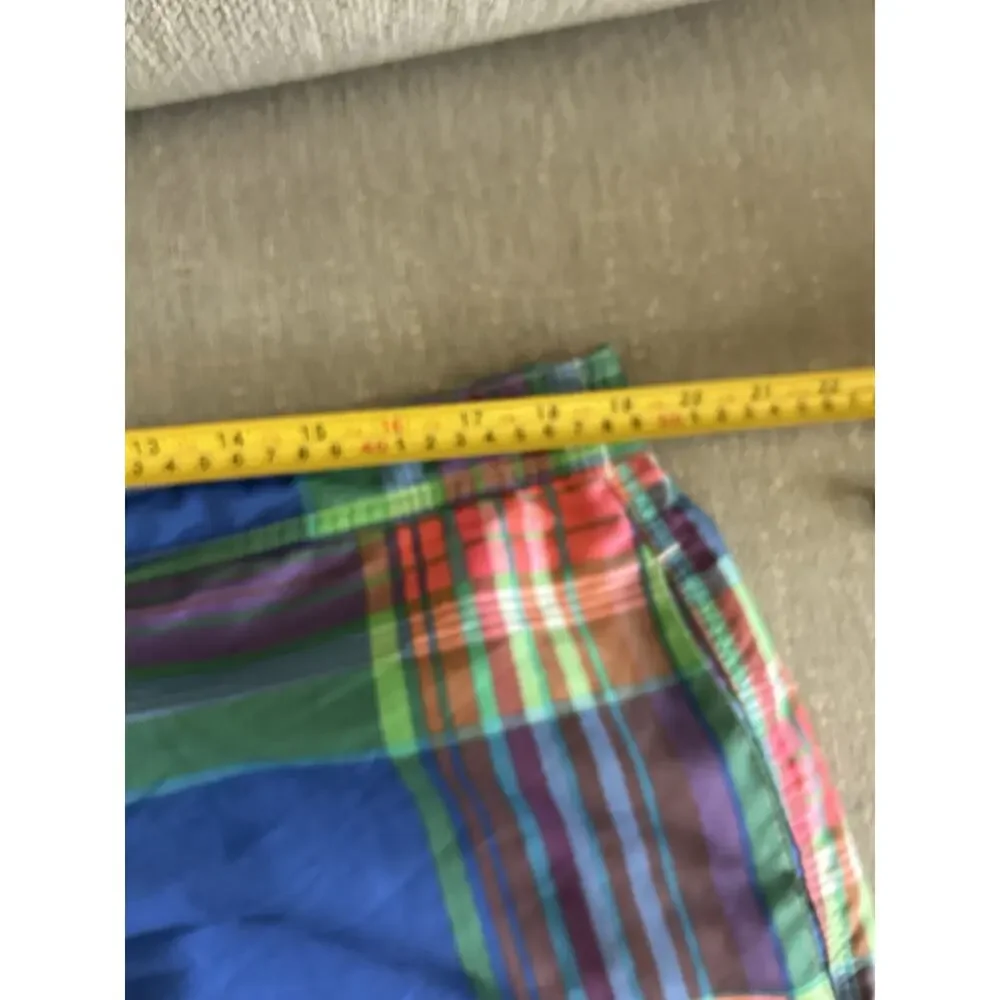 Mens Chaps Plaid Swimsuit Swim Trunks Blue Green Blue Lined With Pockets XL